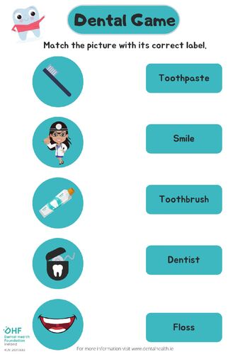 Dental matching word game