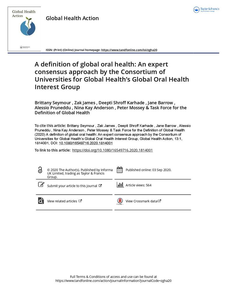 Definition of global Oral Health Dental Health Foundation