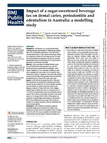 BMJ Impact of a sugar sweetened beverage tax on dental caries