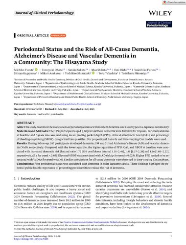 J Clinic Periodontology - 2026 - Furuta - Periodontal Status and the Risk of All‐Cause Dementia  Alzheimer s Disease and